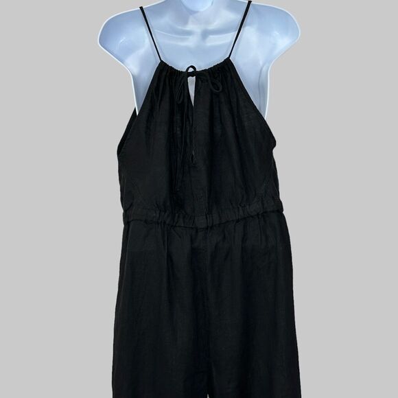 Everlane 100% Linen Shoestring Jumpsuit Black Women Small NWT Lagenlook Pockets - Picture 5 of 15